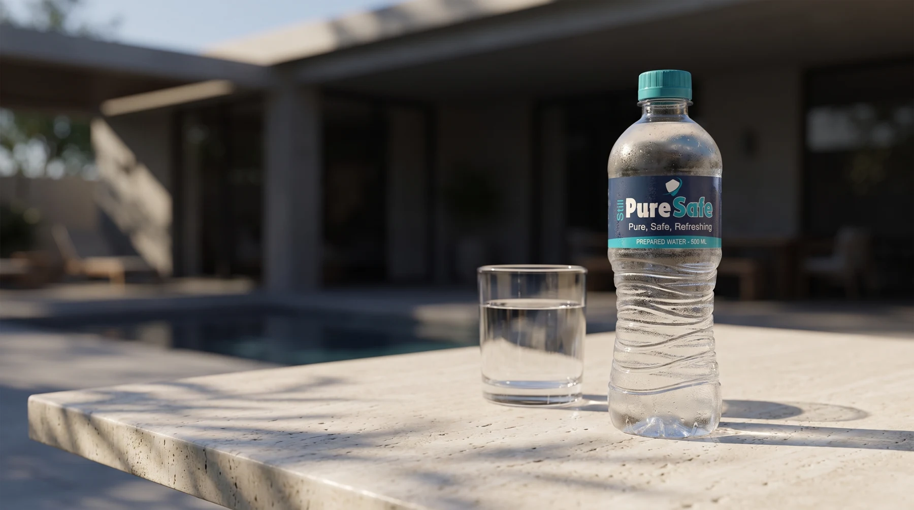 PureSafe water on a sunlit terrace