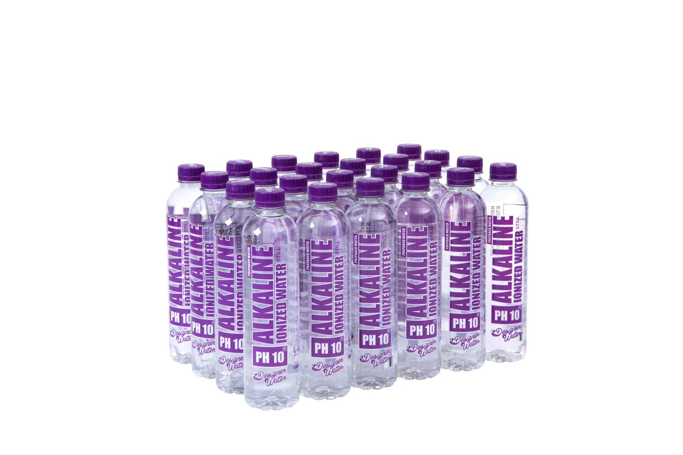 Designer Water pH10 case contents: 24 × 500ml bottles
