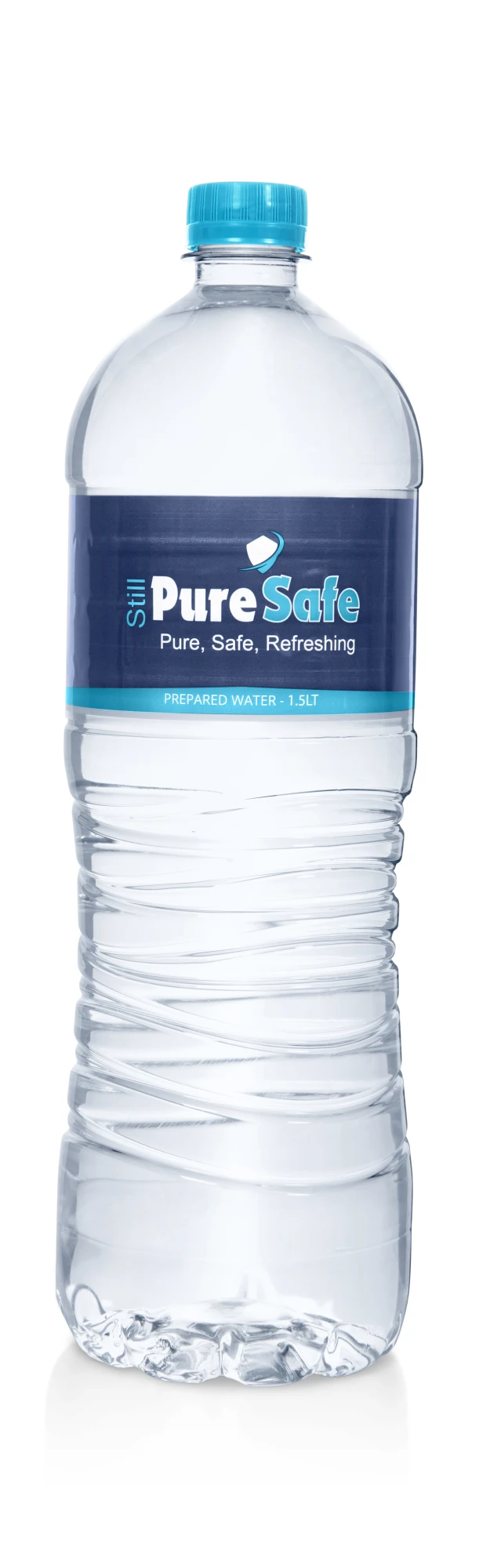 PureSafe 1.5L — Purified Still Water, Single bottle detail · 12 bottles per purchase