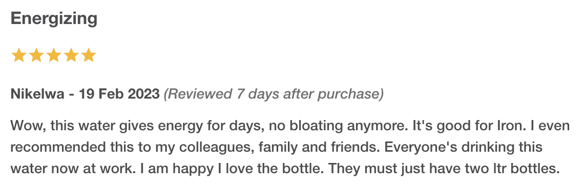 designer water testimonial