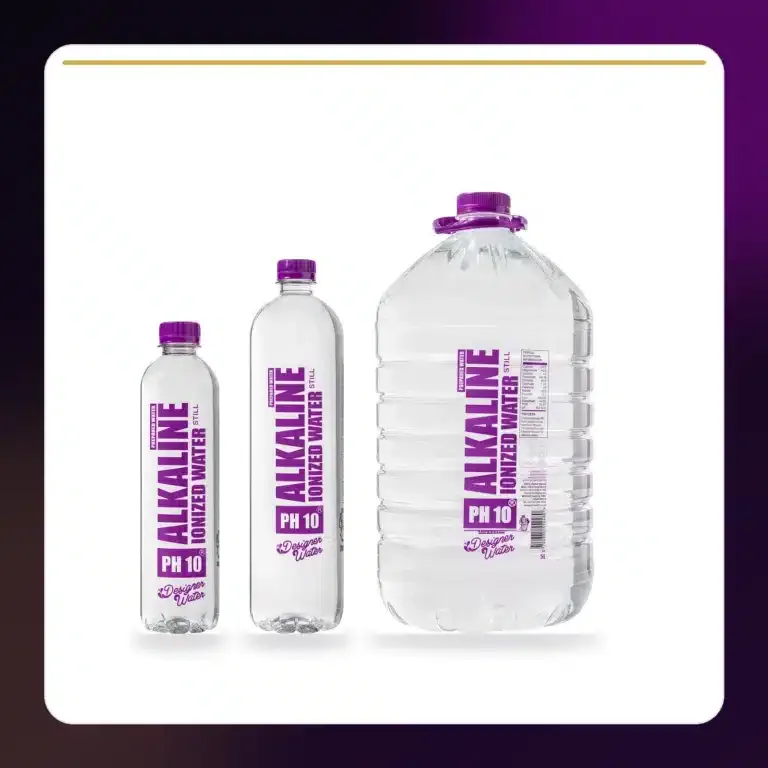 Designer Water pH10, the 500ml, 1 litre and 5 litre bottles in your Starter Pack